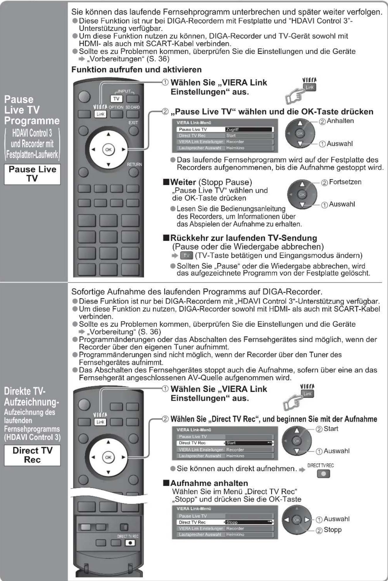 PANASONIC TH-58PY800 - ■Verfügbare Funktionen - 1