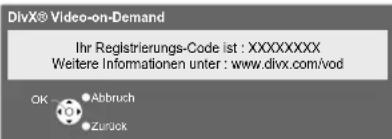 PANASONIC TX-P65V10 - Zum Anzeigen des DivX VOD-Registrierungscodes - 2