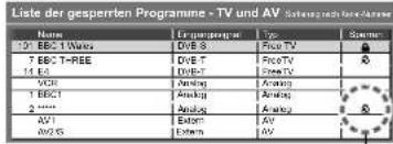 PANASONIC TX-P65V10 - ③ Wählen Sie den zu sperrenden Kanal / Eingang. - 1