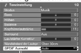 PANASONIC TX-P58V10 - Audioeinstellungen (für Filminhalte) - 8