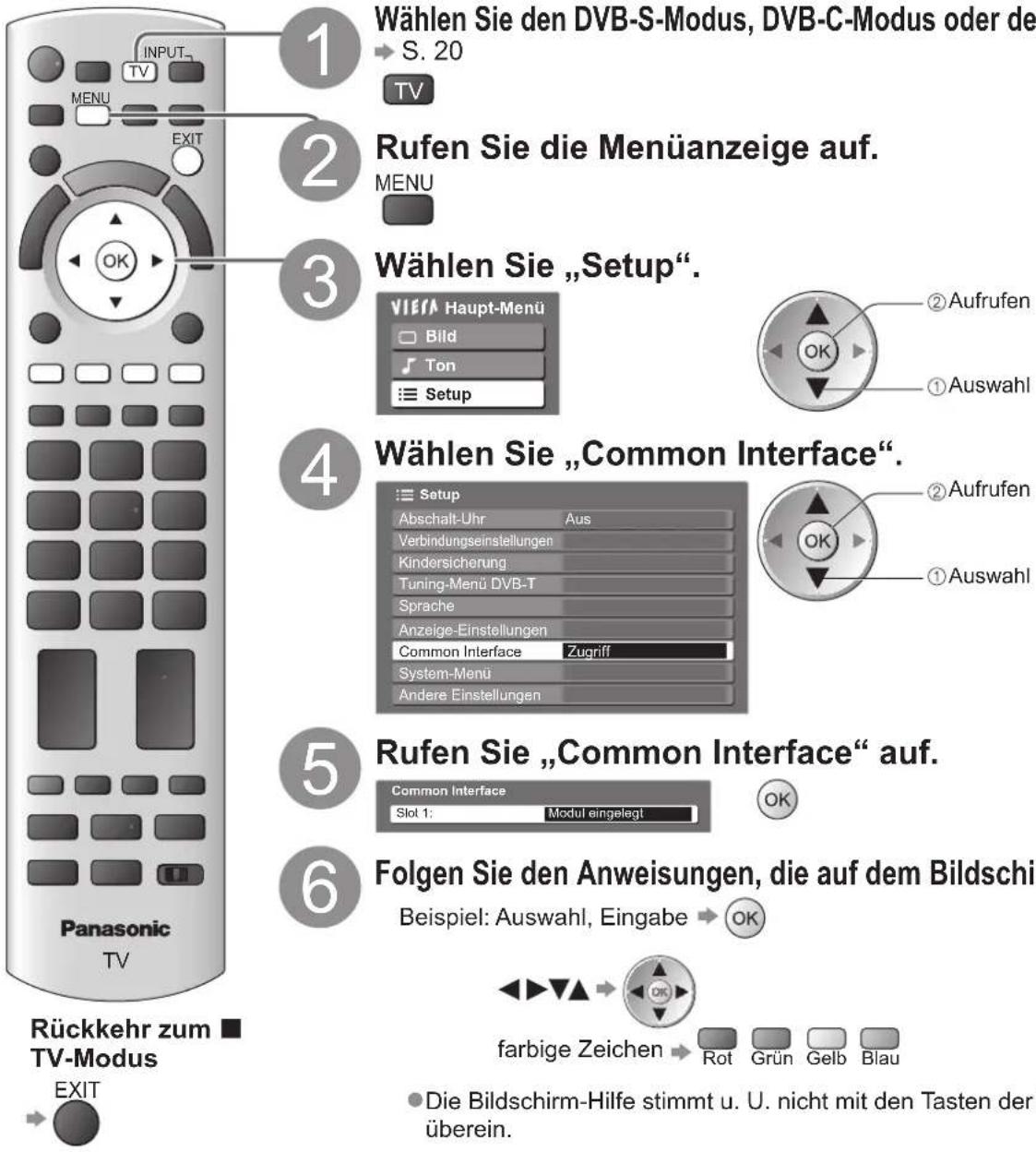 PANASONIC TX-P46Z1E - Setzen Sie das CI-Modul (separat erhältlich) in den CI-Steckplatz ein. - 1