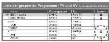 PANASONIC TX-P42U10E - Sperren von Programmplätzen Kindersicherung - 5