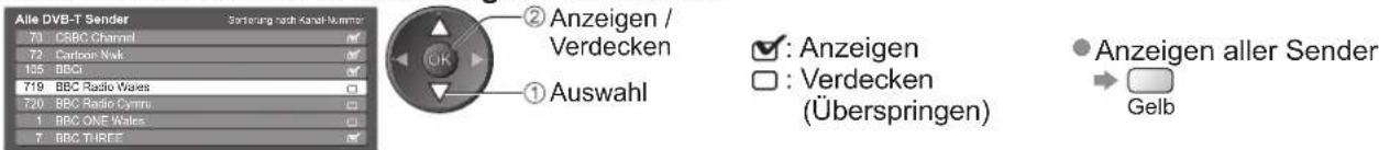 PANASONIC TX-P42C10ES - Überspringen unerwünschter DVB-Sender, Bearbeiten von DVB-Sendern Senderliste - 1