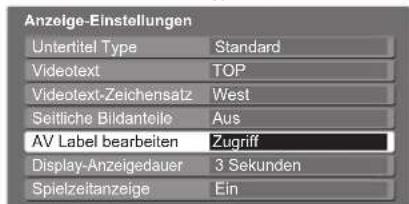 PANASONIC TX-P37X10E - Wählen Sie „AV Label bearbeiten“. - 1