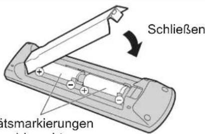 PANASONIC TX-P37X10E - Einlegen / Entfernen der Batterien der Fernbedienung - 2