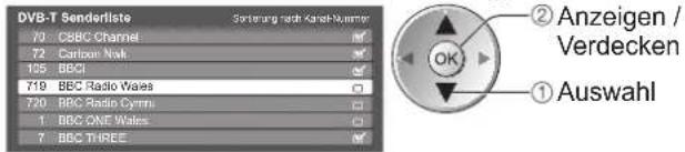 PANASONIC TX-P54Z11 - Überspringen unerwünschter DVB-Sender, Bearbeiten von DVB-Programmen Senderliste - 1