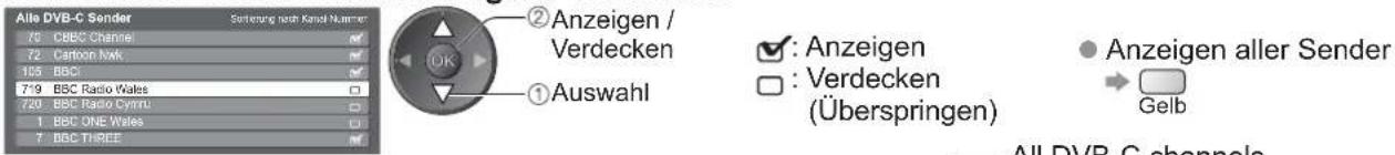PANASONIC TX-L37U10 - Überspringen unerwünschter DVB-Sender, Bearbeiten von DVB-Sendern Senderliste - 1