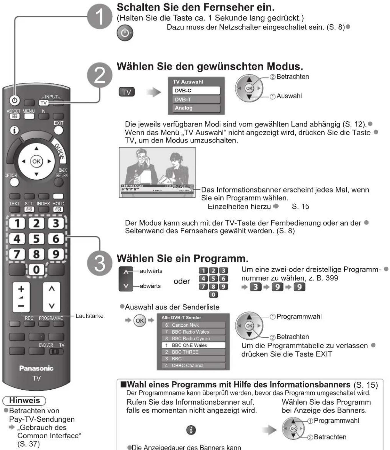 PANASONIC TX-L32GA11 - Betrachten von Fernsehprogrammen - 1