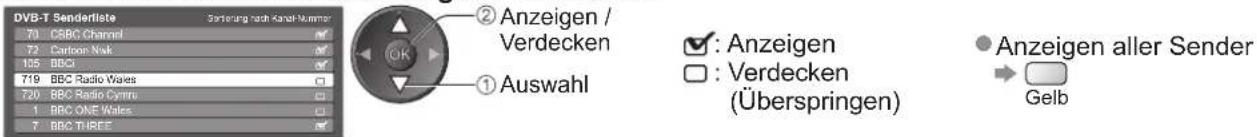 PANASONIC TX-L19X10E - Überspringen unerwünschter DVB-Sender, Bearbeiten von DVB-Sendern Senderliste - 1