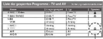 PANASONIC TX-L19X10E - Sperren von Programmplätzen Kindersicherung - 5