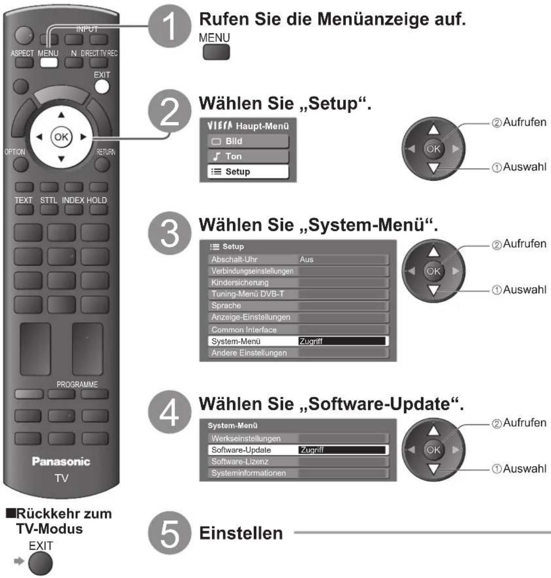 PANASONIC TX-L19X10E - Aktualisieren der Software des Fernsehers - 3