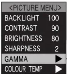 PANASONIC TX-15TA1C - - Wahl und Einstellung der Gammakorrektur (GAMMA) - 1