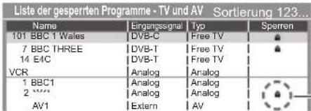 PANASONIC TX-P50XT50 - Wählen Sie den zu sperrenden Kanal / Eingang - 1