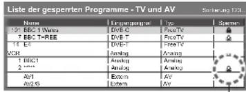 PANASONIC TX-P46U20E - ③ Wählen Sie den zu sperrenden Kanal / Eingang. - 1