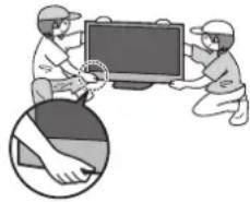 PANASONIC TX-P46U20E - Dieser Fernseher ist schwer. Das Gerät muss grundsätzlich von mindestens zwei Personen gehandhabt werden. Stützen Sie den Fernseher wie in der Abbildung gezeigt ab, um Verletzungen zu verhindern, die durch ein Umkippen oder Herunterfallen des Gerätes verursacht werden können. - 1