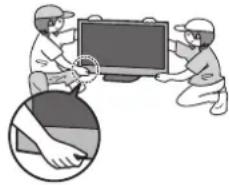 PANASONIC TX-P46S20E - Dieser Fernseher ist schwer. Das Gerät muss grundsätzlich von mindestens zwei Personen gehandhabt werden. Stützen Sie den Fernseher wie in der Abbildung gezeigt ab, um Verletzungen zu verhindern, die durch ein Umkippen oder Herunterfallen des Gerätes verursacht werden können. - 1