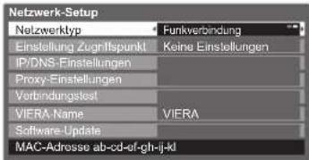 PANASONIC TX-P46S20E - Netzwerkeinstellungen für die Wireless-LAN-Verbindung - 1