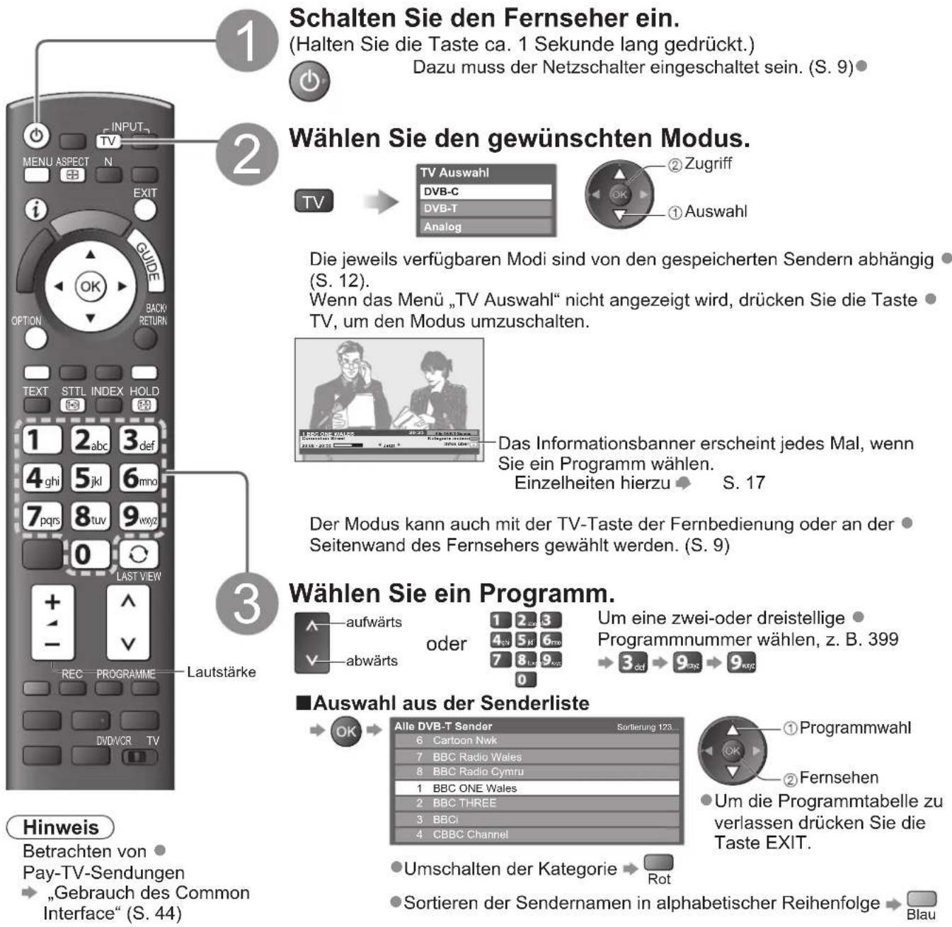 PANASONIC TX-P46S20E - Betrachten von Fernsehprogrammen - 1