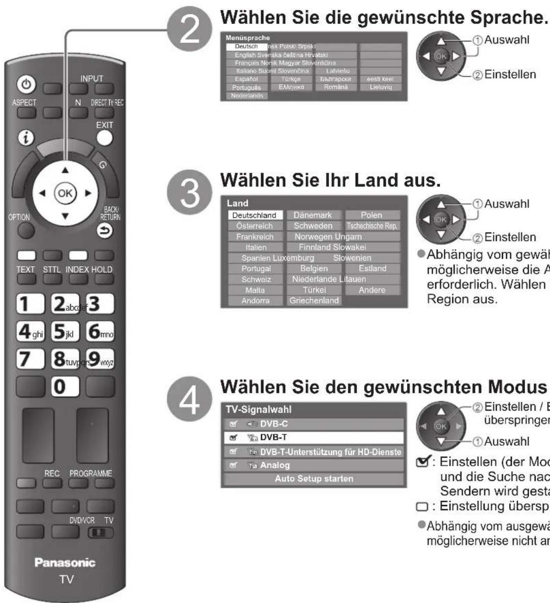 PANASONIC TX-P46S20E - Schließen Sie den Fernseher an eine Netzsteckdose an, und schalten Sie ihn ein. - 2