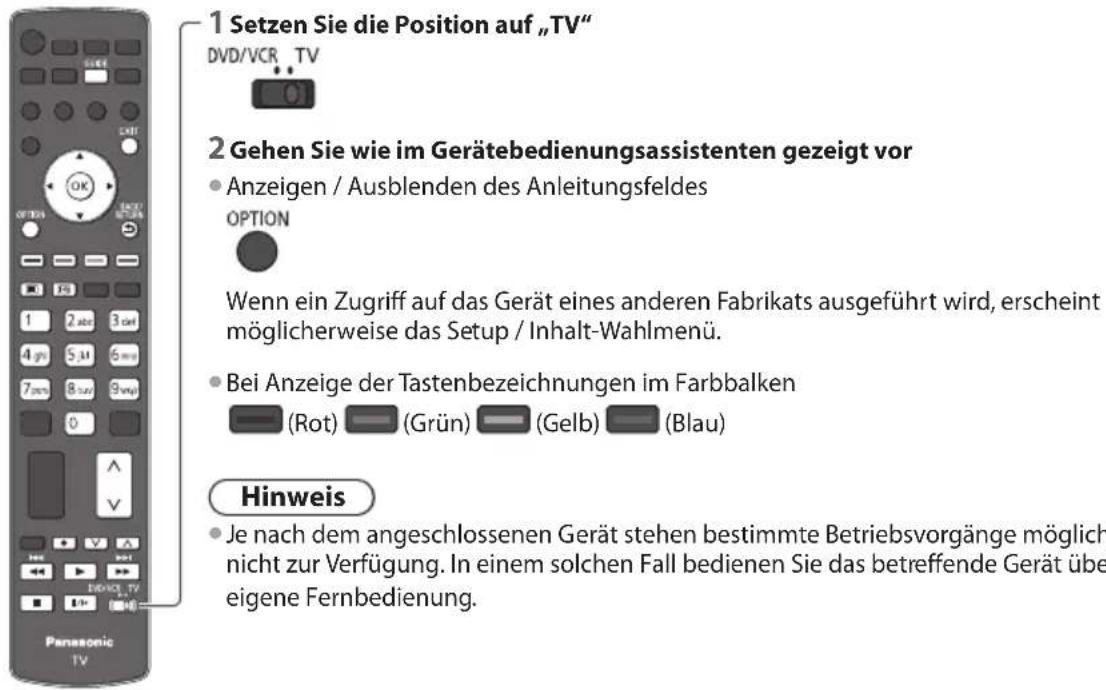 PANASONIC TX-P42VT30E - Bedienen Sie das Menü des Zusatzgerätes. - 1
