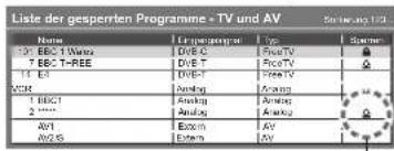 PANASONIC TX-P42U20E - ③ Wählen Sie den zu sperrenden Kanal / Eingang. - 1