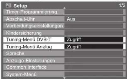 PANASONIC TX-P42U20E - Wählen Sie „Tuning-Menü DVB-T“ oder „Tuning-Menü Analog“. - 1