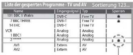 PANASONIC TX-P42S30 - Wählen Sie den zu sperrenden Kanal / Eingang - 1