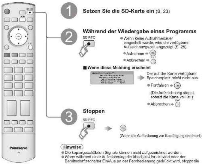 PANASONIC TX-26LX600F - Aufzeichnen eines Programms auf einer SD-Karte - 1