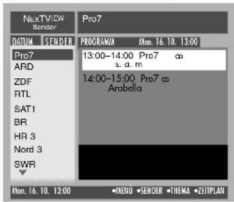 GRUNDIG ACCORO 102 MFW 102-6110 MV/AC3 - Die Fernsehsendungen nach Themen oder Fernsehprogrammen sortieren - 1
