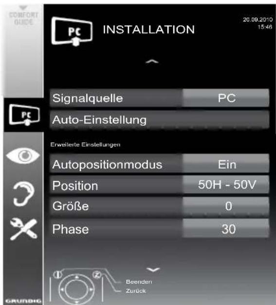 GRUNDIG Vision 8 46 VLE 8160 SL - Einstellungen zum PC-Betrieb - 1