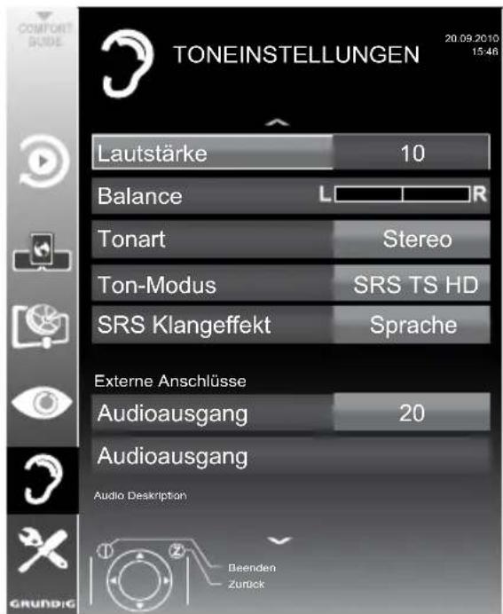 GRUNDIG Vision 8 46 VLE 8160 SL - Toneinstellungen - 1