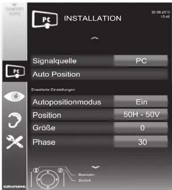 GRUNDIG 40 VLE 8041 S - Einstellungen zum PC-Betrieb - 1