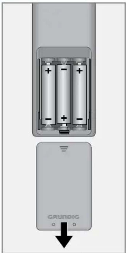 GRUNDIG 32 GLX 3922 - Batterien in die Fernbedienung einlegen - 1