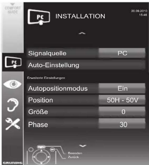 GRUNDIG 22 VLE 2100 - Einstellungen zum PC-Betrieb - 1