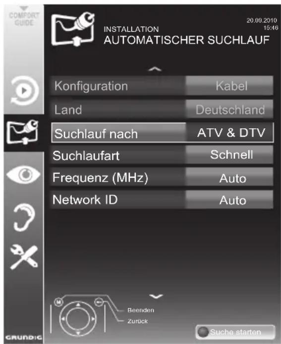 GRUNDIG 22 VLC 2103 C - Digitalen Fernseh-Programme vom Kabelbetreiber automatisch suchen - 1
