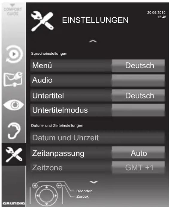 GRUNDIG 22 VLC 2103 C - Menü EINSTELLUNGEN aufrufen - 1