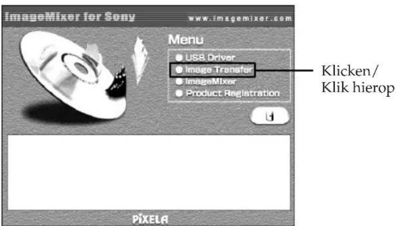 ImageMixer for Sony www.imgemixer.com Menu USB Driver Image Transfer ImageMixer Product Registration Klicken/ Klik hierop PIXELA