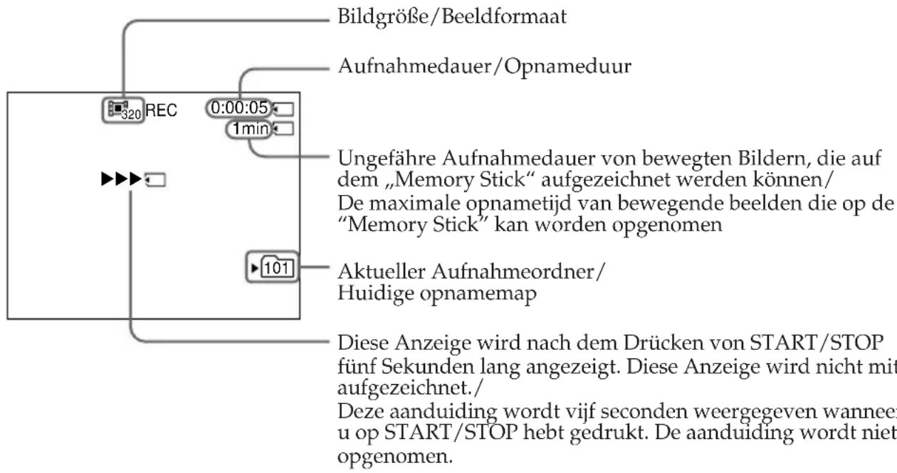 SONY DCR-TRV345 - Schermaanduidingen tijdens MPEG filmopname - 1
