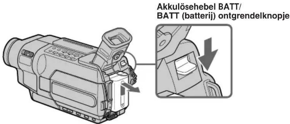 Akkulösehebel BATT/ BATT (batterij) ontgrendelknopje