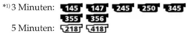 *1) 3 Minuten: 145 147 245 250 345 355 356 5 Minuten: 218 418