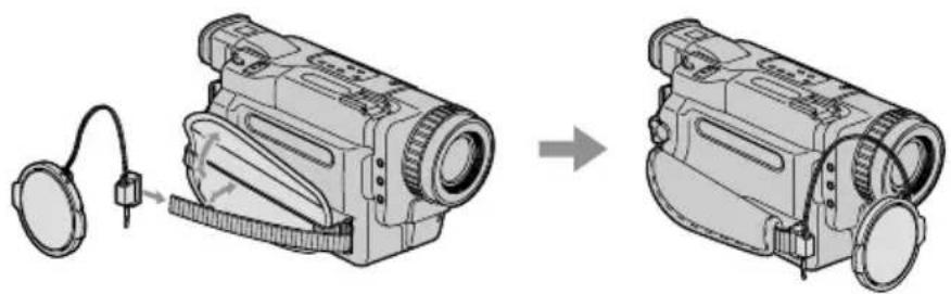 SONY DCR-TRV238 - Veilig vastmaken van de lensdop - 1