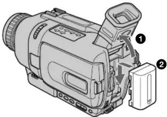SONY DCR-TRV238 - Aanbrengen van een batterijpak - 1