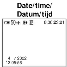 Date/time/ Datum/tijd 50min 0:00:23:01 4 7 2002 12:05:56