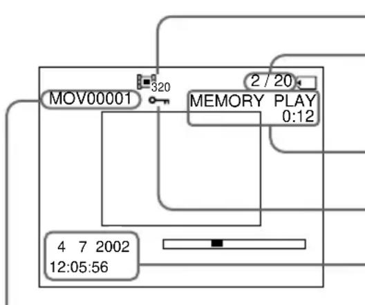 SONY DCR-TRV238 - Beeldscherm-aanduidingen tijdens video-weergave van bewegende beelden - 1