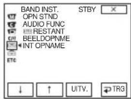 BAND INST. STBY OPN STND AUDIO FUNC RESTANT BEELDOPNME INT OPNAME ETC ↓ ↑ UITV. +TRG
