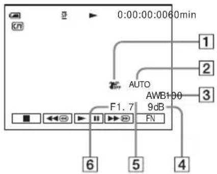 SONY DCR-HC16 - Anzeige der Kameraeinstelldaten - 1