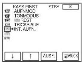 KASS EINST AUFNMOD TONMODUS REST TRICKB AUF INT. AUFN. STBY ↓ ↑ AUSF. RÜCK