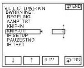VDE O BWRKN BWRKN INST REGELING AANP.TST KNIP-IN KNIP-UT IR SETUP PAUZESTND IR TEST END 0 ↓ ↑ UITV. TRG