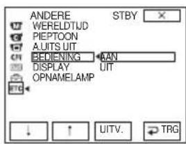 ANDERE WERELDTUD PIEPTOON A.UITS UIT BEDENING AN DISPLAY UIT OPNAMELAMP STBY ↓ ↑ UITV. → TRG