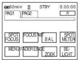 60min STBY 0:00:00 PAG1 PAG2 SPOT FOCUS FOCUS WIT B A L SPOT METER MENU FADER EINDE ZOEK BE-LICHT